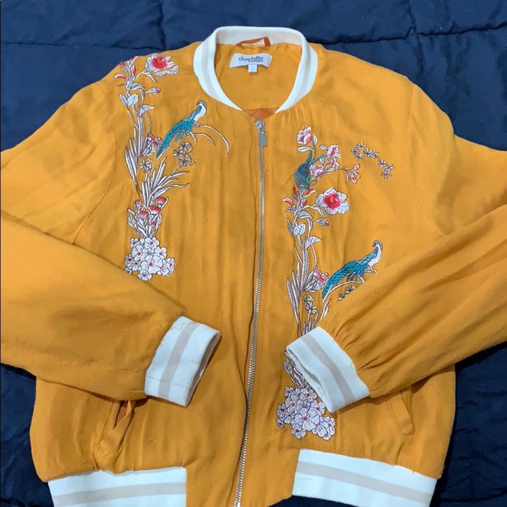 Orange Embroidered Women’s Bomber Jacket